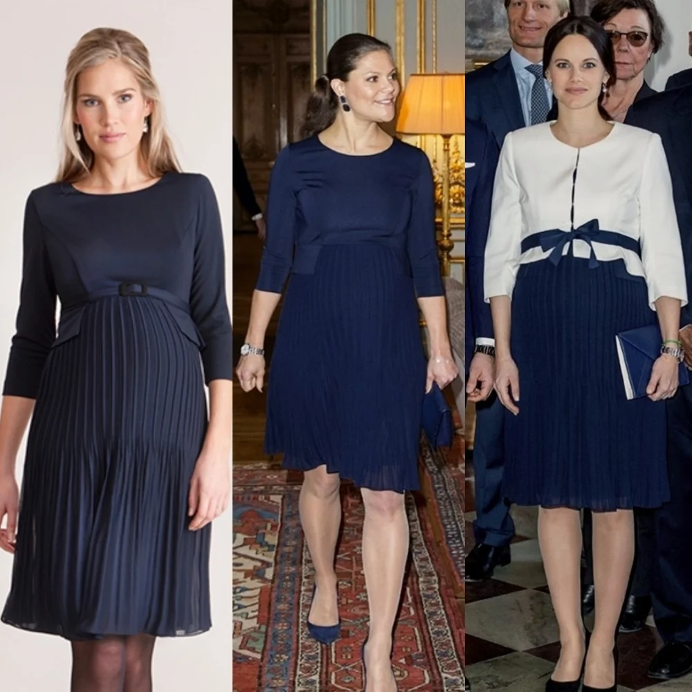 seraphine navy blue pleated maternity dress Seraphine Maternity Dresses for Women